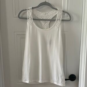 Ralph Lauren Black Label White Tank Top with Crochet Racer Back